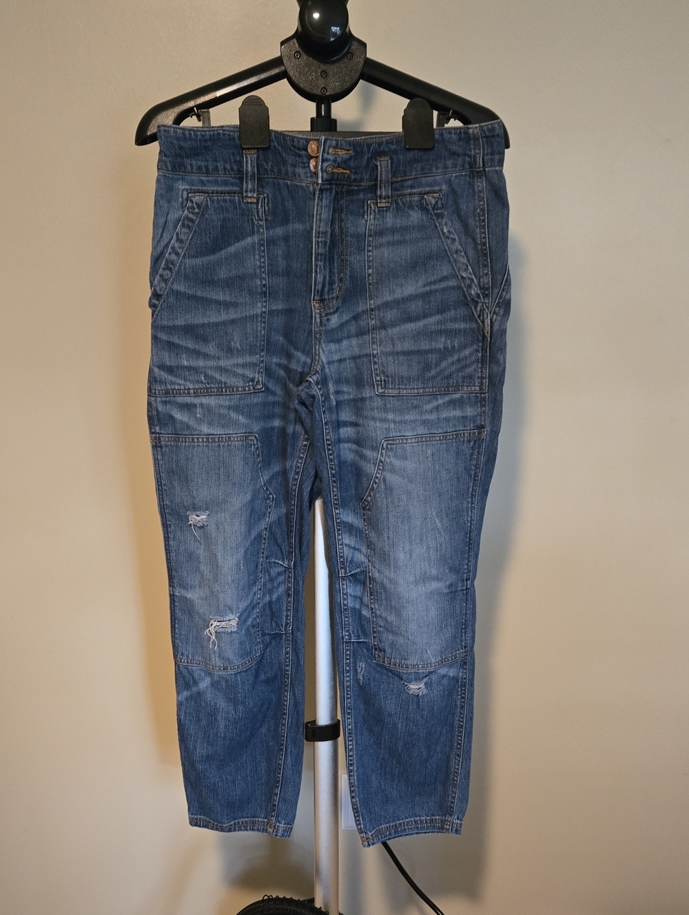 Anthropologie Women's Straight Distressed Blue Jeans